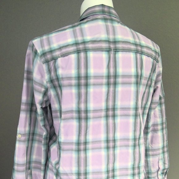 Eddie Bauer Pink Plaid Travex Shirt Long Sleeve Button Up Women's Large - Picture 3 of 8
